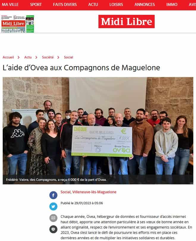 Midi Libre OVEA Compagnons de Maguelone